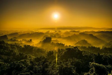 风景，自然，日出，太阳，雾，台湾