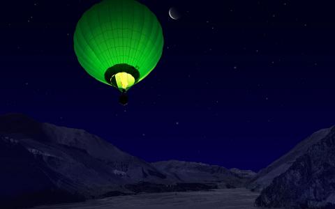 晚上，山，气球