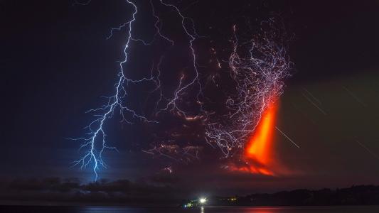 火山，雷声，大自然