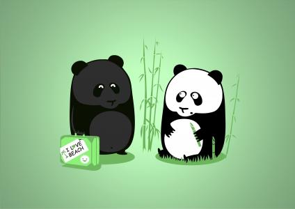 度假，熊猫，晒黑