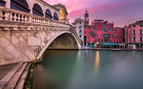 威尼斯，运河，日落