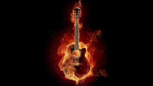 火，吉他，壁纸