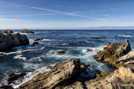 海，石头，地平线，加利福尼亚州的Carmel-by-the-Sea