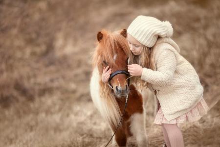 女孩，小马，友谊，拥抱
