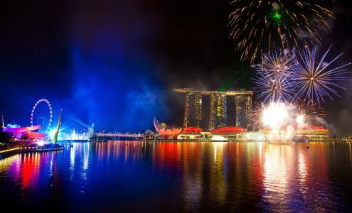 新加坡，烟花，晚上，2012年，阅兵式
