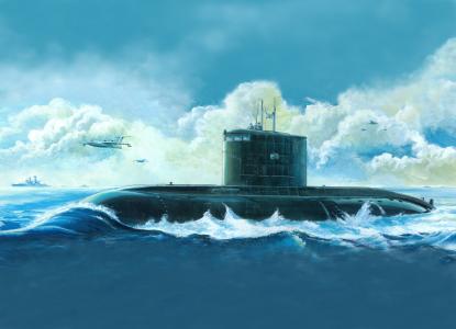 俄罗斯公斤级攻击潜艇，арт，рисунок