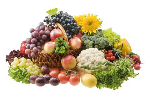 苹果，李子，葡萄，篮子，水果，蔬菜，浆果，很多，不同