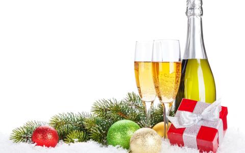 新年，2014年，假期，香槟，眼镜，球，心情