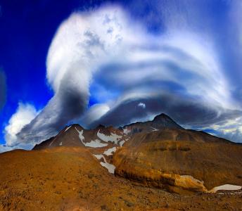 山，云，天空，堪察加半岛，穆特诺夫斯基火山