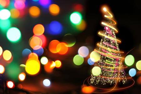 圣诞树，灯，节日，新年，圣诞节，新年，圣诞节
