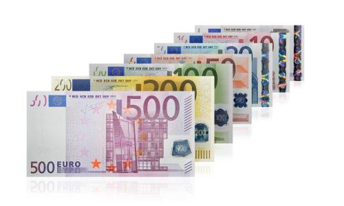 欧元，纸币，钞票，条例草案，纸币，货币，钱，欧元，geld，银色