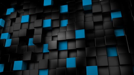 立方体，黑色，蓝色，3d图形