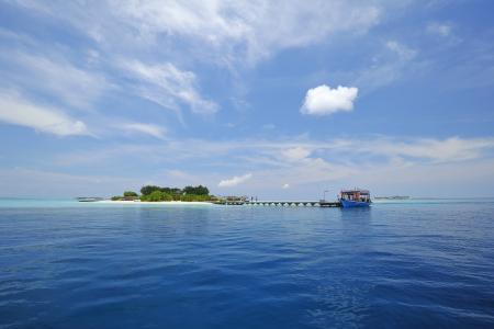马尔代夫，热带，海滩，平房，岛，顶视图，天空，云，蓝色，蓝色
