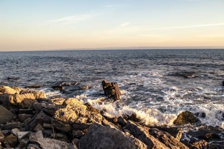 海，岩石，波浪，岸，景观