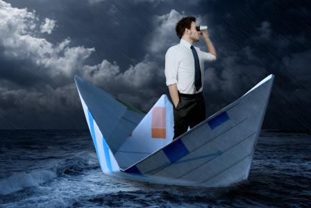 雨，风暴，船，海，男人，领带，双筒望远镜
