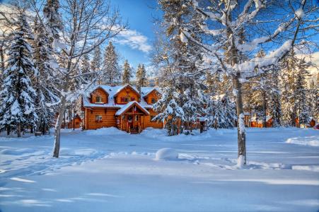 景观，自然，冬天，雪，房子，艾伯塔省，加拿大