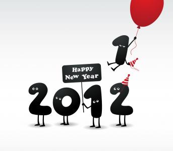 2012年，新年快乐，在气球上
