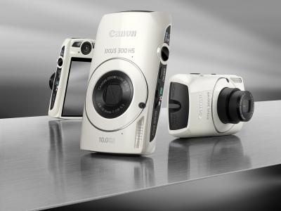 照片相机，佳能IXUS 300 HS，黑色和白色