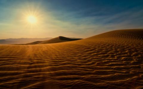 沙漠，沙丘，沙滩，阳光，日落，风景