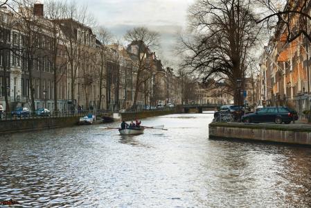 阿姆斯特丹，街道，运河，船