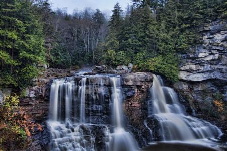 黑水瀑布，西弗吉尼亚州，西弗吉尼亚州，黑水瀑布，岩石，森林，瀑布，瀑布