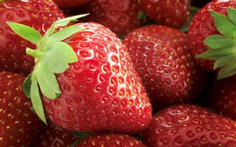 草莓，草莓，宏观，浆果