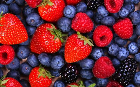 浆果，草莓，覆盆子，蓝莓，黑莓