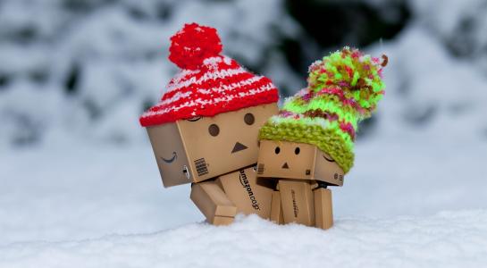 盒，danbo，帽子，冬天，雪，霜