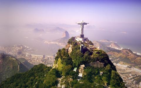 雕塑，雕塑，丘陵，丘陵，城市，里约热内卢，基督雕像，科尔科瓦多山，巴西