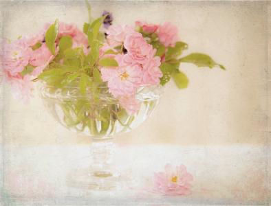 鲜花，花瓶，茶，粉红色，玫瑰