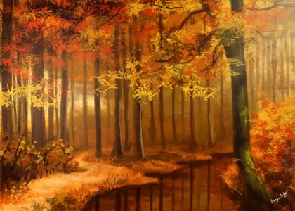 艺术，秋天的森林，艺术，sunimo，秋天的森林