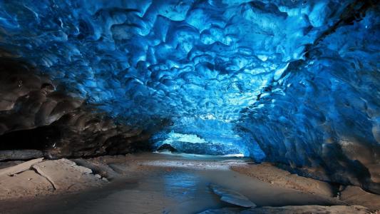 石头，蓝色，冰，洞穴，skaftafell冰岛