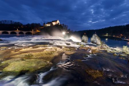 莱茵瀑布，瑞士沙夫豪森，瀑布，瑞士，城堡