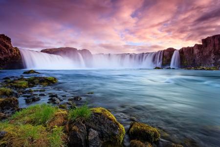 冰岛，瀑布，冰岛，小溪，河流