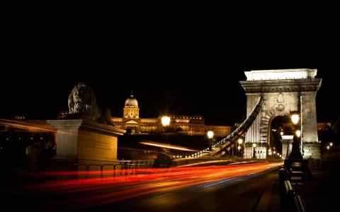 布达佩斯，晚上，桥梁