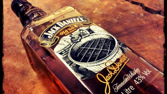 标签，瓶，杰克丹尼尔斯，威士忌