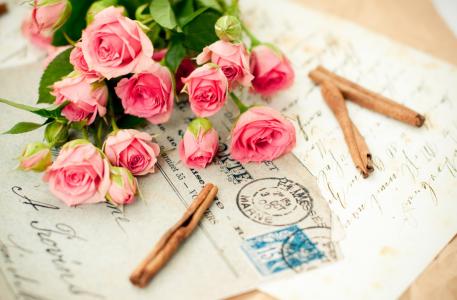 鲜花，玫瑰，花束，信件，回忆，浪漫，爱情