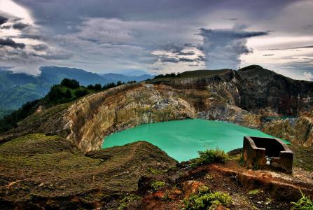 火山口，印度尼西亚，火山，克利穆图