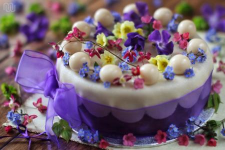 蛋糕，鲜花，丝带，弓