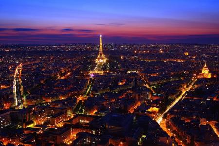 巴黎，法国，夜晚，灯光
