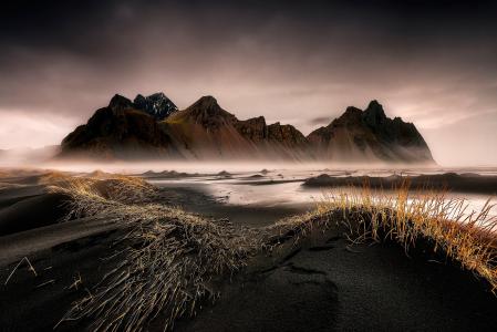 黑沙，冰岛，stokksnes