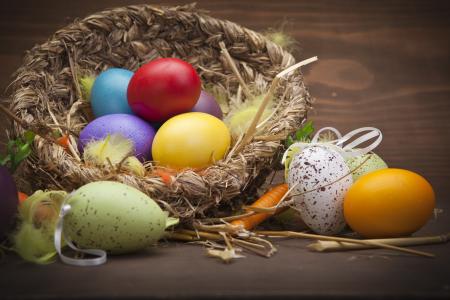鸡蛋，复活节，巢，假期