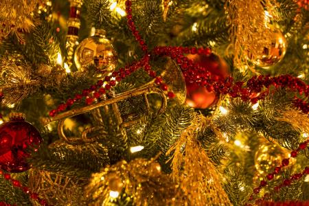 圣诞树，玩具，珠子，装饰品，球，喇叭