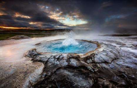 间歇泉，自然，云，冰岛