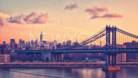 纽约，纽约市，纽约市，曼哈顿桥，美国，美国，桥，河，摩天大楼，建筑物，日落，城市