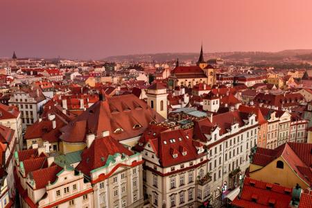 布拉格，捷克共和国，布拉格，捷克共和国，建筑物，屋顶，全景