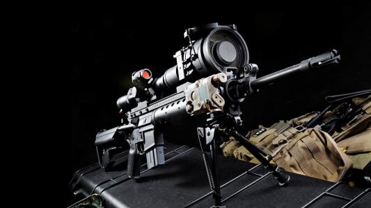Mk 12，特殊目的步枪，狙击手，步枪，视线，黑色背景