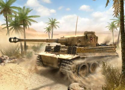 摩洛哥，德国重型坦克PzKpfw VI，老虎，艺术，攻击，非洲，战争，摩洛哥