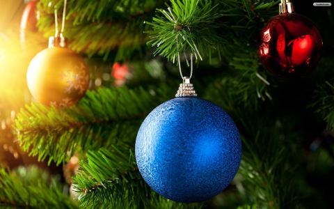 新的一年，圣诞树，装饰，球