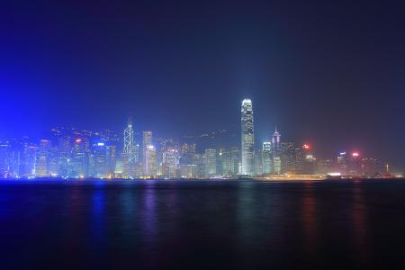 香港，城市，夜晚
